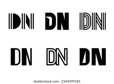 Conjunto de logotipos DN de letra. Resumen de colección de logotipos con letras. Logotipos geométricos abstractos