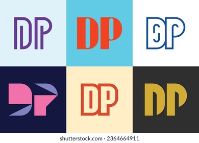 Set von Buchstaben DP Logos. Abstrakte Logos-Kollektion mit Buchstaben. Abstrakte geometrische Logos