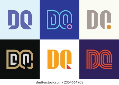 Set of letter DQ logos. Abstract logos collection with letters. Geometrical abstract logos