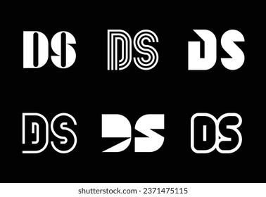 Set of letter DS logos. Abstract logos collection with letters. Geometrical abstract logos