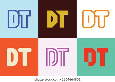 Conjunto de logotipos DT de letras. Resumen de colección de logotipos con letras. Logotipos geométricos abstractos