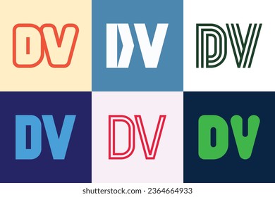 Conjunto de logotipos DV de letras. Resumen de colección de logotipos con letras. Logotipos geométricos abstractos