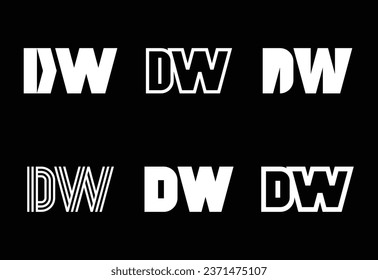 Set of letter DW logos. Abstract logos collection with letters. Geometrical abstract logos