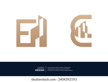 Set of letter E building logo design inspiration.