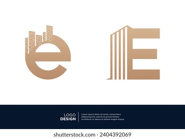 Set of letter E building real estate logo designs.