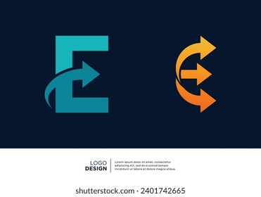 Set of letter E Financial Chart Logo Design.