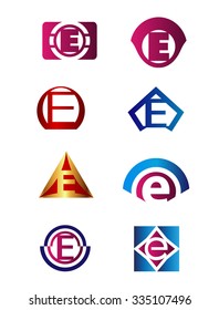 Set of letter E logo Branding Identity Corporate vector symbol design template
