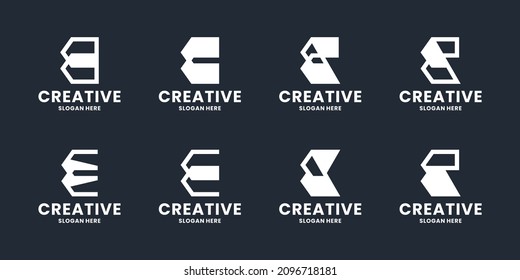 set of letter E logo design collection
