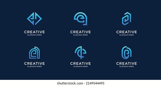 set of letter e logo design template. inspiration initial e, available for business company.
