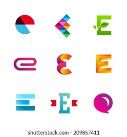 Set of letter E logo icons design template elements. Collection of vector signs.