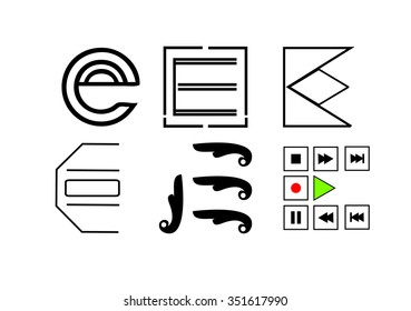 Set of letter E logo icons design template elements.