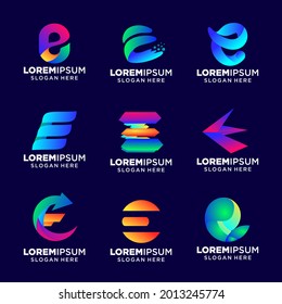 set of Letter E logo vector illustration, Design inspiration. Colorful icons