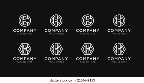 Set of letter E monogram logo design bundle. The logo can be used for any company business.