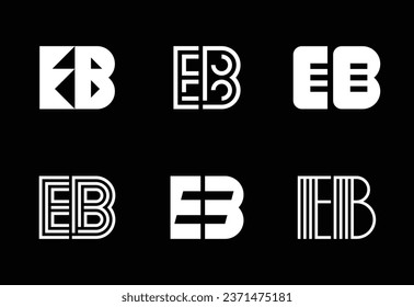 Set of letter EB logos. Abstract logos collection with letters. Geometrical abstract logos