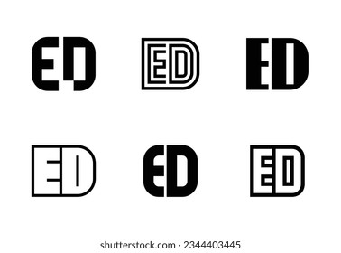 Set of letter ED logos. Abstract logos collection with letters. Geometrical abstract logos