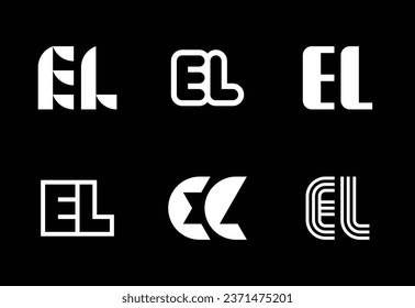 Set of letter EL logos. Abstract logos collection with letters. Geometrical abstract logos