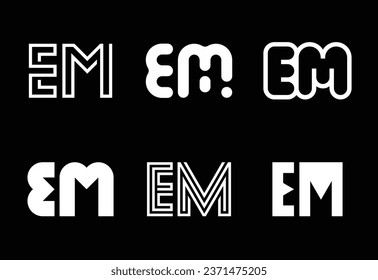 Set of letter EM logos. Abstract logos collection with letters. Geometrical abstract logos