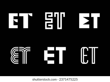 Conjunto de logotipos de letra ET. Resumen de colección de logotipos con letras. Logotipos geométricos abstractos