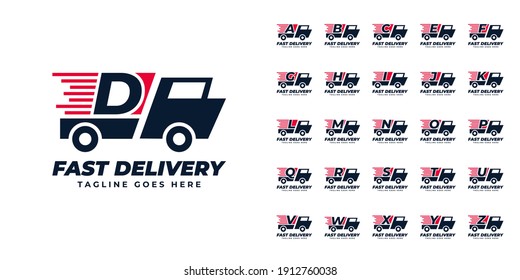 Set  Letter express delivery  Logo designs Template. Illustration vector graphic of  letter and fast truck  logo design concept. Perfect for Delivery service, Delivery express logo design