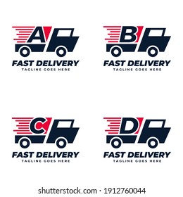 Set  Letter express delivery  Logo designs Template. Illustration vector graphic of  letter and fast truck  logo design concept. Perfect for Delivery service, Delivery express logo design