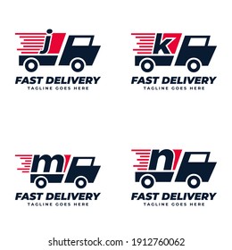 Set  Letter express delivery  Logo designs Template. Illustration vector graphic of  letter and fast truck  logo design concept. Perfect for Delivery service, Delivery express logo design