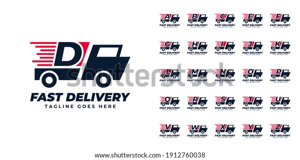 Set  Letter express delivery  Logo designs\
Template. Illustration vector graphic of  letter and fast truck \
logo design concept. Perfect for Delivery service, Delivery express\
logo design