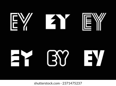 Set of letter EY logos. Abstract logos collection with letters. Geometrical abstract logos