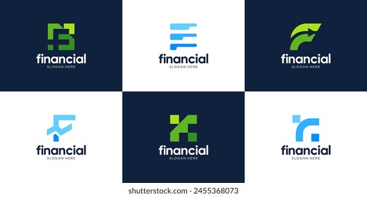 Set of letter F financial logo design template.