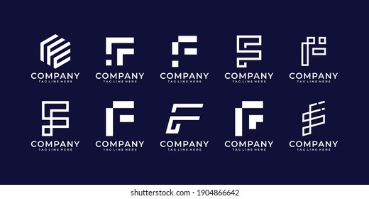 Set of letter f logo collection