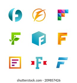 Set of letter F logo icons design template elements. Collection of vector signs.