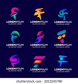 set of Letter F logo vector illustration, Design inspiration. Colorful icons