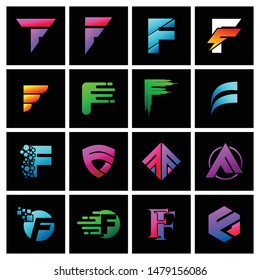 Set of Letter F simple logo icon design vector