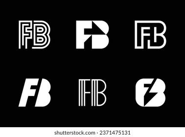 Set of letter FB logos. Abstract logos collection with letters. Geometrical abstract logos