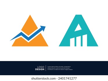 Conjunto de letras Diseño del logotipo de un gráfico financiero.