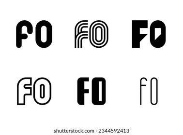 Set of letter FO logos. Abstract logos collection with letters. Geometrical abstract logos