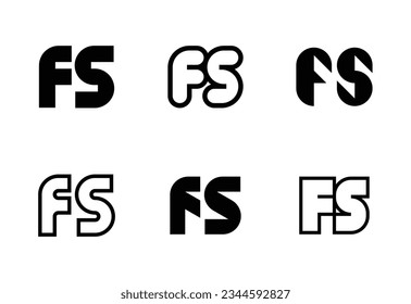 Conjunto de logotipos FS de letras. Resumen de colección de logotipos con letras. Logotipos geométricos abstractos