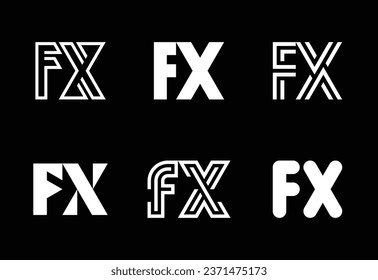 Conjunto de logotipos de FX de letras. Resumen de colección de logotipos con letras. Logotipos geométricos abstractos