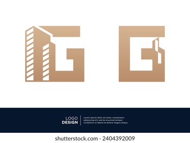 Set of letter G building real estate logo designs.