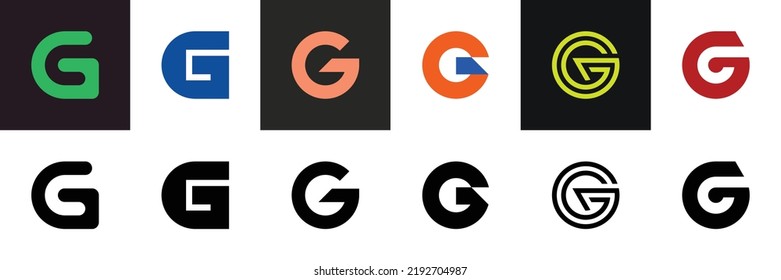 Set of letter G. icon design. template elements. geometric abstract logos