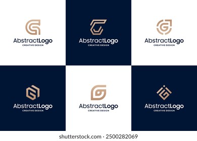 Set of letter G logo design with monogram concept