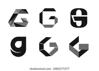 Set of letter G logo icon abstract vector. Business design concept