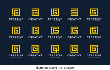 Set of letter G logo in square style