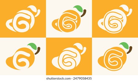 Set of letter G mango logo. This logo combines letters and a mango fruit. Perfect for fruit shops, juice store, farms, and the like.