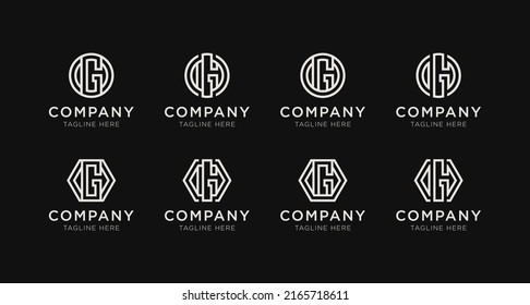 Set of letter G monogram logo design bundle. The logo can be used for any company business.