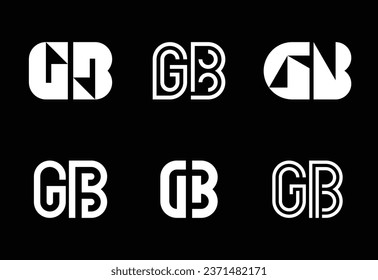 Set of letter GB logos. Abstract logos collection with letters. Geometrical abstract logos