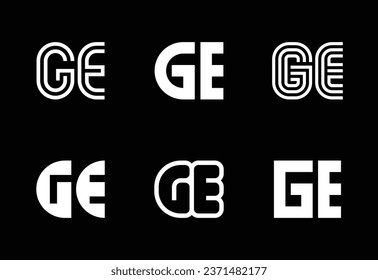 Set of letter GE logos. Abstract logos collection with letters. Geometrical abstract logos