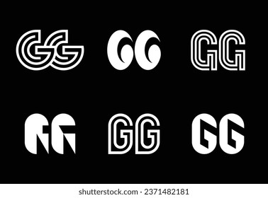 Set of letter GG logos. Abstract logos collection with letters. Geometrical abstract logos