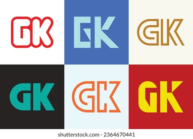 Set of letter GK logos. Abstract logos collection with letters. Geometrical abstract logos