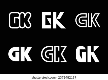 Conjunto de logotipos GK de letras. Resumen de colección de logotipos con letras. Logotipos geométricos abstractos
