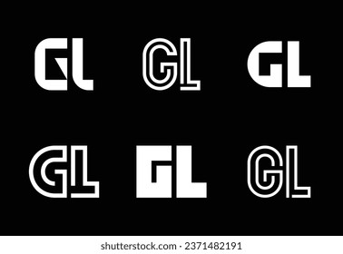 Set of letter GL logos. Abstract logos collection with letters. Geometrical abstract logos